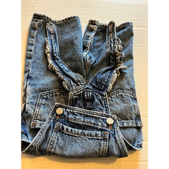 Baby Denim Overalls 6-12 M Gap - Medium Wash Adjustable Straps Snaps & Pockets - Picture 4 of 11